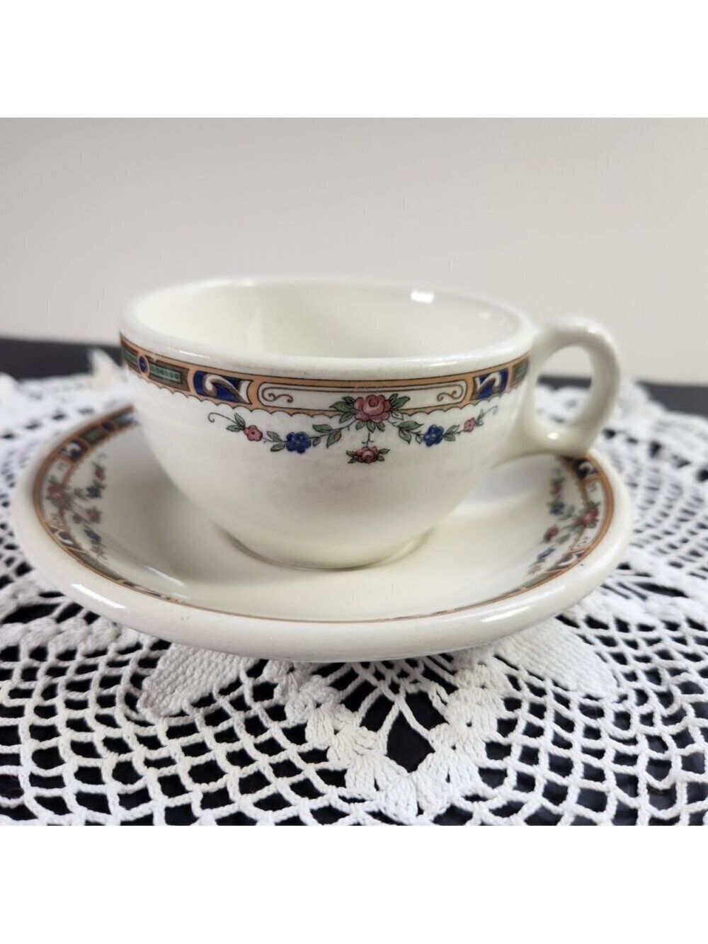 Grindley England Teacup and Saucer Carlton Pattern Hercules Vitrified Vintage
